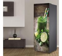 Fridge Wraps Kitchen Fridge Stickers Cover Full Doors, Fridge Sticker Full Covering Door Fridge Covers Skins wall Stickers for Kitchen Decal, Green Mint Cocktail Lemon Cool