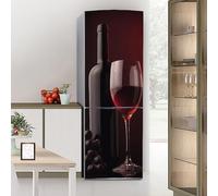 Fridge Wraps Kitchen Fridge Stickers Cover Full Doors, Fridge Sticker Full Covering Door Fridge Covers Skins Wall Stickers for Kitchen Decal, Grape red Wine Romance