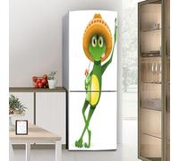 Fridge Wraps Kitchen Fridge Stickers Cover Full Doors, Fridge Sticker Full Covering Door Fridge Covers Skins Wall Stickers for Kitchen Decal, Cartoon Funny Green Frog