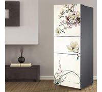 Fridge Wraps Kitchen Fridge Stickers Cover Full Doors, Fridge Sticker Full Covering Door Fridge Covers Skins wall Stickers for Kitchen Decal, Chinese Painting Flower and Bird