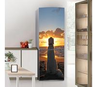 Fridge Wraps Kitchen Fridge Stickers Cover Full Doors, Fridge Sticker Full Covering Door Fridge Covers Decor, Freezer Skins Wall Stickers for Kitchen Decal, Dog Under The Setting Sun