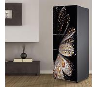 Fridge Wraps Kitchen Fridge Stickers Cover Full Doors, Fridge Sticker Full Covering Door Fridge Covers Skins Wall Stickers for Kitchen Decal, Flower Droplets in Darkness