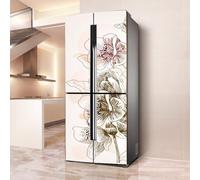 Fridge Wraps Kitchen Fridge Stickers Cover Full Doors, Fridge Sticker Full Covering Door Fridge Covers Decor, Freezer Skins Wall Stickers for Kitchen Decal, Hand -Painted Art Flower