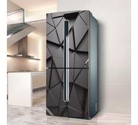 Fridge Wraps Kitchen Fridge Stickers Cover Full Doors, Fridge Sticker Full Covering Door Fridge Covers Skins Wall Stickers for Kitchen Decal, Modern Black Triangle Geometry