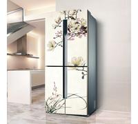 Fridge Wraps Kitchen Fridge Stickers Cover Full Doors, Fridge Sticker Full Covering Door Fridge Covers Skins Wall Stickers for Kitchen Decal, Chinese Painting Flower and Bird