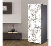 Fridge Wraps Kitchen Fridge Stickers Cover Full Doors, Fridge Sticker Full Covering Door Fridge Covers Skins Wall Stickers for Kitchen Decal, White Flower Art Painting