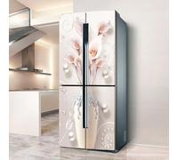 Fridge Wraps Kitchen Fridge Stickers Cover Full Doors, Fridge Sticker Full Covering Door Fridge Covers Skins Wall Stickers for Kitchen Decal, Retro vase White Flower Calla Lily