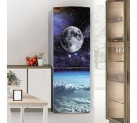 Fridge Wraps Kitchen Fridge Stickers Cover Full Doors, Fridge Sticker Full Covering Door Fridge Covers Skins Wall Stickers for Kitchen Decal, Moon Space Starry Sky