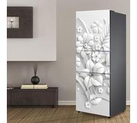 Fridge Wraps Kitchen Fridge Stickers Cover Full Doors, Fridge Sticker Full Covering Door Fridge Covers Skins Wall Stickers for Kitchen Decal, Modern Art Painting White Flowers