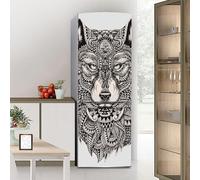 Fridge Wraps Kitchen Fridge Stickers Cover Full Doors, Fridge Sticker Full Covering Door Fridge Covers Skins Wall Stickers for Kitchen Decal, Creative Wolf Head