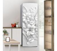 Fridge Wraps Kitchen Fridge Stickers Cover Full Doors, Fridge Sticker Full Covering Door Fridge Covers Skins Wall Stickers for Kitchen Decal, Modern Art Painting White Flowers