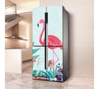 Fridge Wraps Kitchen Fridge Stickers Cover Full Doors, Fridge Sticker Full Covering Door Fridge Covers Decor, Freezer Skins Wall Stickers for Kitchen Decal, Flamingo Cactus Bird