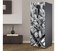Fridge Wraps Kitchen Fridge Stickers Cover Full Doors, Fridge Sticker Full Covering Door Fridge Covers Skins Wall Stickers for Kitchen Decal, Gray City high -Rise Building Manhattan