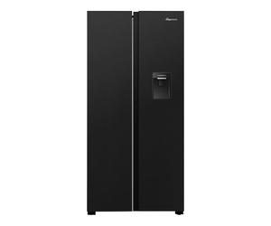 Fridgemaster American Side-by-side Door Fridge Freezer 439L Black with Water Dispenser MS83430DEB1, Total No Frost, Inverter Compressor, H177.7 cm x W83.2cm x D61cm, Energy Rating E