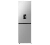 Fridgemaster MC55251DES 55cm Freestanding 256 litre 50/50 Frost Free Fridge Freezer with Non-plumbed Water Dispenser - LED Lighting- 4 Star Freezer Rating -Silver - E Rated, H182.4 x W55 x D55.7 (cm)