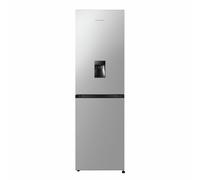 Fridgemaster MC55251DES 55cm Freestanding 256 litre 50/50 Frost Free Fridge Freezer with Non-plumbed Water Dispenser - LED Lighting- 4 Star Freezer Rating -Silver - E Rated, H182.4 x W55 x D55.7 (cm)