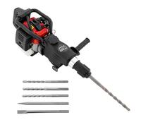 Fridgestea 33CC 2 Stroke Petrol Demolition Hammer, 1200W Heavy Duty Post Driver Concrete Breaker, 3-in-1 (Hammer/Drill/Pick) Punch Drill Fence Knocker Kit with Point & Flat Chisel, 3 Drills