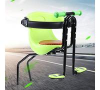 Fridgestea Bicycle Front Child Safety Seat with Handrail & Foot Pedals, Load 20KG Child Front Mounting Bicycle Saddle with Back Rest, Kids Bike Seat with Adjustable Seat for 1-4 Years Babies - Green