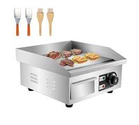 Fridgestea Commercial Electric Griddle, 2000W Stainless Steel Non-Stick Flat Top Hotplate, 35.5cm Countertop Burger Bacon BBQ Business Catering Grill with Shovels, Oil Brushes
