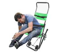 Fridgestea Foldable Manual Stair Chair with 4 Wheels（2 Lockable Rear Wheel, Emergency Stair Chair with Adjustable Headrest, Folding Stair Wheelchair for Firefighting/Ambulance/Elderly/Disabled-Green