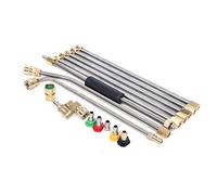 Fridgestea High Pressure Washer Extension Wand, 4000 PSI Telescopic Cleaning Tool with 1/4" Quick Connect, Includes 5 Nozzle Tips & 10 Seals for Roof and Window Cleaning (30°+90°)