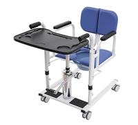 Fridgestea Hydraulic Patient Lift Transfer Chair for Home, Multifunctional Bedside Commode Wheelchair, 180° Split Seat, 150KG Capacity (Blue)