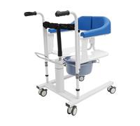 Fridgestea Hydraulic Patient Lift Transfer Chair for Seniors, Multifunctional Bedside Commode Wheelchair, 180° Split Seat, 90 KG Capacity, 42-61 CM Lifting Height
