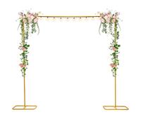 Fridgestea Metal Wedding Arch, 2 x 2.1m Rectangular Party Arch with Adjustable Height, Reusable Balloon Arch Stand Detachable/Easy Assembly, Metal Arch Frame for Balloon/Flower Decoration - Gold