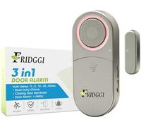 FRIDGGI 3in1 - Door Alarm with Delay 0/5/10/30/60 Seconds, 2/5 Minutes, Close Door Reminder, 80 to 120 dB, Time Delay Door Chime When Left Open, Prevent Doors Ajar, for Home/Pool/Shop (Grey)