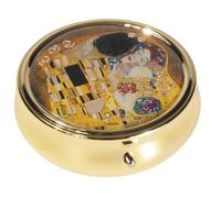 Fridolin Gustav Klimt Round Metal Pill Box for Kiss Tablets