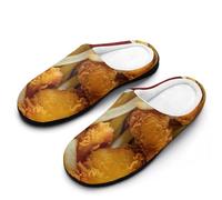 Fried Chicken French Fries Flannel Slippers For Men Memory Foam Soft Warm Home Shoes Print 9-10(42-43)