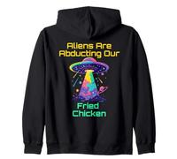 Fried Chicken Lover Pun With Alien UFO Abduction VIbes Meme Zip Hoodie
