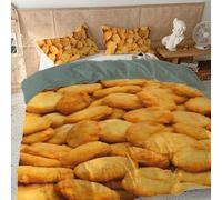 Fried Chicken Nuggets Single Duvet Cover Set Fast Food Bedding Sets 3 Piece for Bedroom Bed Decor Soft Microfiber 3D Printed Quilt Cover 150 x 200 cm with Zipper Closure und 2 Pillowcases F-51