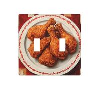Fried Chicken On Plate Double Gang Toggle Light Cover Wall Plate Switch Decor Standard Size - 11.4x11.4cm