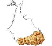 Fried Chicken Pendant Necklace, Adorable and Funny Handmade Simulation Food Chicken Legs Wings Creative Resin Necklace for Women Girls Party Jewelry, Metal, Agate