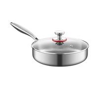 Fried Cream Uncoated with Handle - Durable Pans with Scratch Resistant Coating for Easy Cooking and Cleaning | Uniform Heat Distribution | Compatible with Gas Cooking, Elect