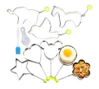 Fried Egg Circle, 8 Shape Moulds for Kitchen Tools with Brush, Shaping Rings for Kitchen Eggs - Tool for Breakfast Hamburger Salad Sandwich Pancake