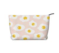 Fried Egg Food Repeat, Cosmetic Bag Corduroy Makeup Bag Portable Travel Toiletry Bag