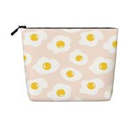 Fried Egg Food Repeat, Cosmetic Bag Imitation Linen Makeup Bag Portable Travel Toiletry Bag