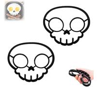 Fried Egg Mold Horror Skull Breakfast Omelette Egg Molds Reusable Silicone Skeleton Cooking Mold Ghost Pancake Maker Eggs Holder Halloween DIY Kitchen Accessorie Gadget (2PCS)