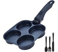 Fried Egg Pan, 4-Hole Pancake Pan, Nonstick for Induction, Removable Handle