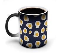 Fried Egg Pattern Cute Color Changing Mug Ceramic Heat Sensitive Mugs Magic Coffee Cup with Handle 12 Oz