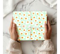 Fried Egg Wrapping Paper Sheet - Retro Breakfast Food Gift Wrap, Fun Novelty Pattern Paper for Birthday Him Her Kids - W223, Mint, 50 x 70cm / 19.7" x 27.5" inches