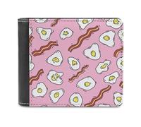 Fried Eggs and Bacon Men's Bifold Wallet Slim Cash Card Holder Leather Purse