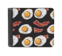 Fried Eggs Bacon Bifold Wallet PU Leather Credit Card Holder Wallets Slim Front Pocket Money Clip