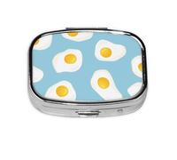 Fried Eggs Seamless Pattern,Meta Pill Box 2 Compartment Medicine Case,Portable Organizer