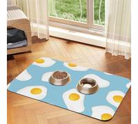 Fried Eggs Seamless Pattern,Waterproof Pet Feeding Mat,PU Leather Placemats for Cat Dog Water Bowl,Food Mats,40x60cm
