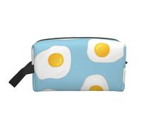 Fried Eggs Seamless PatternLarge Capacity Cosmetic Organizer,Travel Makeup Bag for Women
