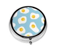 Fried Eggs Seamless PatternMeta Pill Box 3 Compartment Medicine Case,Portable Organizer