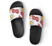 Fried Eggs with Bacon Trendy Shower Shoes for Women Men Non Slip Quick Drying Slippers Bathroom Sandals Summer